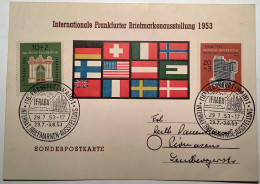 Mi-Nr. 171-172 IFRABA 1953 FDC Internationale Frankfurt Briefmarkenaustellung (RFA Bund BRD Architecture Communication - Covers & Documents