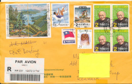 Taiwan Registered Cover Sent To Denmark 7-2-2007 A Lot Of Topic Stamps On Front And Backside Of The Cover CN 22 Label - Storia Postale