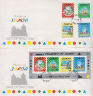 Samoa Set And SS On FDCs - Noël