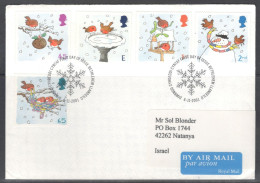 United Kingdom Of Great Britain.  FDC Sc. 2002-2006.  Christmas 2001 - Robins.  FDC Cancellation On Plain Envelope - 1981-90 Ediciones Decimales