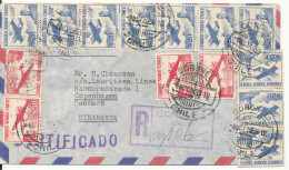 Chile Registered Air Mail Cover With A Lot Of Air Mail Stamps Sent To Denmark 8-10-1959 - Cile