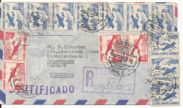 Chile Registered Air Mail Cover With A Lot Of Air Mail Stamps Sent To Denmark 8-10-1959 - Chile