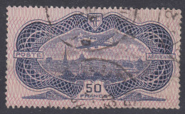 TIMBRE FRANCE POSTE AERIENNE 50F BURELE N° 15 OBLITERE ( DEFECTUEUX ) COTE 400 € - 1927-1959 Usati