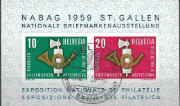 1959 Schweiz Mi. Bl. 16 FD-used   Nationale Briefmarkenausstellung NABAG 1959, St. Gallen - Used Stamps