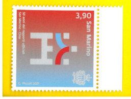 SAN MARINO 2021 50° Rapporti Ufficiali Repubblica Popolare Cinese - New - Unused Stamps