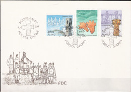 Åland Aland 1986 History Of The Åland Islands, Cemetery In Skamkulla, Bronze Staff Of Finby, Thing Place    Mi 16-18 FDC - Aland