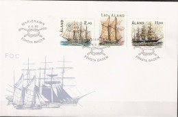 Åland Aland 1988 Ships, Sailboats, Galeas "Albanus" ,, Schooner "Ingrid" Bark "Pamir" Mi 28-30 FDC - Ålandinseln