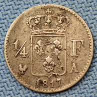 France • 1/4 Franc 1817 A • Louis XVIII • Frappe Désaxée 20° • TB / VF30 • [24-514] - 1/4 Franc