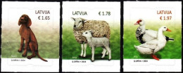 LATVIA 2024-01 FAUNA: Domestic Animals. Dog Sheep Goose, Mint Self-adhesive - Granjas