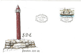 Aland Åland 1988 350 Years Postal Services, Loading Of Barrels Post, Post And Customs House In Eckerö Mi 26 FDC - Aland