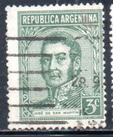 ARGENTINA 1935 1951 JOSE DE SAN MARTIN 3c USED USADO OBLITERE' - Oblitérés