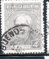 ARGENTINA 1935 1951 BROWN 4c USED USADO OBLITERE' - Gebraucht