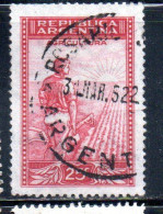 ARGENTINA 1935 1951 1936 AGRICULTURE 25c USED USADO OBLITERE' - Gebruikt