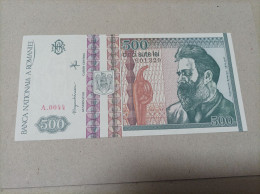 Billete Rumania 500 Lei, Año 1992, Serie A, Nº Bajisimo 0044, UNC - Rumania