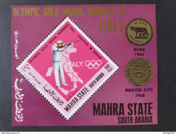 Saudi Arabia المملكة العربية السعودية ADEN MAHRA STATE WINTER OLYMPICS 1968 MEDALLIST BLOCK CAT. MICHEL N.153 MNH $ - Arabie Saoudite