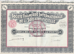 5 Actions  Société  Financière Internationale  De La Soie Artificielle    4 Coupons  Restants Sur Chaque Feuilles - Textil