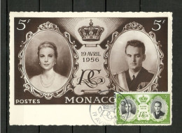 MONACO 1956 Maxi Card Prince Rainier III & Grace Marriage, Unused - Cartas Máxima