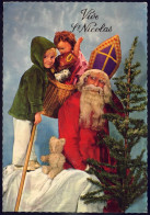 +++ CPSM - ST NICOLAS - Enfant - Fille - Jouets - Poupée - Ours En Peluche - Toy  // - Saint-Nicolas