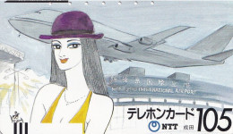 Japan Tamura 105u Old 1985 250 - 013 Tokyo International Airport Drawing Woman Airplane - Japan