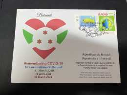 31-3-2024 (4 Y 33) COVID-19 4th Anniversary - Burundi - 31 March 2024 (with Burundi COVID-19 Stamp) - Enfermedades