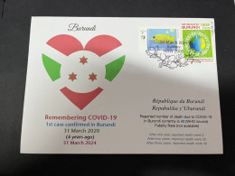 31-3-2024 (4 Y 33) COVID-19 4th Anniversary - Burundi - 31 March 2024 (with Burundi COVID-19 Stamp) - Krankheiten