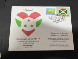 31-3-2024 (4 Y 33) COVID-19 4th Anniversary - Burundi - 31 March 2024 (with Burundi UN Flag Stamp) - Maladies