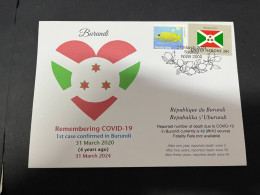 31-3-2024 (4 Y 33) COVID-19 4th Anniversary - Burundi - 31 March 2024 (with Burundi UN Flag Stamp) - Krankheiten