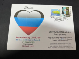 31-3-2024 (4 Y 33) COVID-19 4th Anniversary - Donetsk (Ukraine  / Russia) - 31 March 2024 (with Ukraine COVID-19 Stamp) - Enfermedades