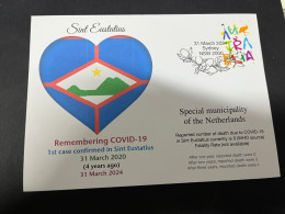 31-3-2024 (4 Y 33) COVID-19 4th Anniversary - Sint Eustatius (Netherlands) - 31 March 2024 (with OZ Stamp) - Malattie