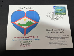 31-3-2024 (4 Y 33) COVID-19 4th Anniversary - Sint Eustatius (Netherlands) - 31 March 2024 (with OZ Stamp) - Malattie