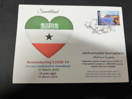 31-3-2024 (4 Y 33) COVID-19 4th Anniversary - Somaliland - 31 March 2024 (with OZ Stamp) - Enfermedades