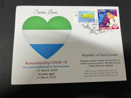 31-3-2024 (4 Y 33) COVID-19 4th Anniversary - Sierre Leonne - 31 March 2024 (with Sierra Leone COVID-19 Stamp) - Maladies