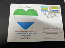 31-3-2024 (4 Y 33) COVID-19 4th Anniversary - Sierre Leonne - 31 March 2024 (with Sierra Leone UN Flag Stamp) - Malattie