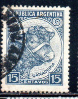 ARGENTINA 1935 1951 1939 BULL CATTLE BREEDING 15c USED USADO OBLITERE' - Used Stamps