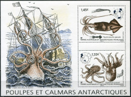 TAAF 2020. Antarctic Squid And Octopus (MNH OG) Souvenir Sheet - Nuevos