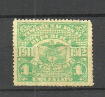 COLOMBIA 1911/1912 Timbre Nacional Revenue Taxe Fiscal Tax 1 C. * - Colombia