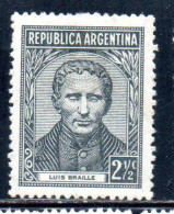 ARGENTINA 1935 1951 1939 LOUIS BRAILLE 2 1/2c MH - Nuovi