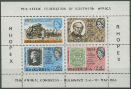 Rhodesien 1966 RHOPEX Block 1 (B, Rand Oben Ungezähnt) Postfrisch (C40207) - Rhodesië (1964-1980)
