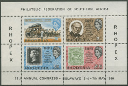 Rhodesien 1966 RHOPEX Block 1 (B, Rand Oben Ungezähnt) Postfrisch (C40204) - Rhodesia (1964-1980)