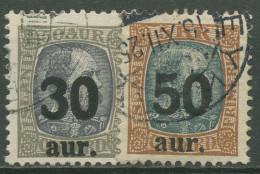 Island 1925 König Christian IX. Neue Wertaufdrucke 112/13 Gestempelt - Oblitérés