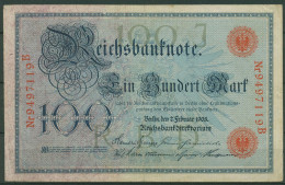 Dt. Reich 100 Mark 1908, DEU-31b Serie J/B, Leicht Gebraucht (K1547) - 100 Mark
