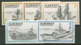 Alderney 1990 Schifffahrt Kriegsschiffe 43/47 Postfrisch - Alderney