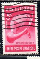 ARGENTINA 1939 UNIVERSAL POSTAL UNION CONGRESS ALLEGORY OF THE UPU 5c USED USADO OBLITERE' - Gebruikt