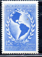 ARGENTINA 1940 PAN AMERICAN UNION MAP OF THE AMERICAS 15c MH - Ongebruikt