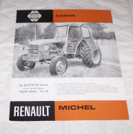 FEUILLET PUB PUBLICITAIRE TRACTEUR RENAULT CABINE MICHEL, AGRICULTURE - Tractores