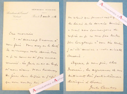 ● L.A.S 1918 Jules CAMBON Diplomate - Présidence Du Conseil - Académicien - Paris Vevey - Lettre Autographe LAS Ww1 - Politiques & Militaires