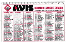 Calendarietto - AVIS - Donatori Sangue Catania - Anno 1989 - Tamaño Pequeño : 1981-90