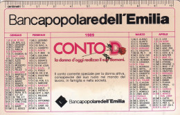 Calendarietto - Banca Popolare Dell'emilia - Anno 1989 - Tamaño Pequeño : 1981-90