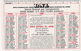 Calendarietto - BNL - Banca Nazionale Del Lavoro - Roma - Anno 1987 - Tamaño Pequeño : 1981-90