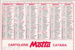 Calendarietto - Cartolerie Motta - Catania - Anno 1988 - Tamaño Pequeño : 1981-90
